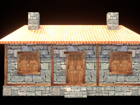 Medieval house low poly village town city residential game ready 35 3D Model