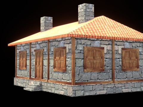 Medieval house low poly village town city residential game ready 35 3D Model