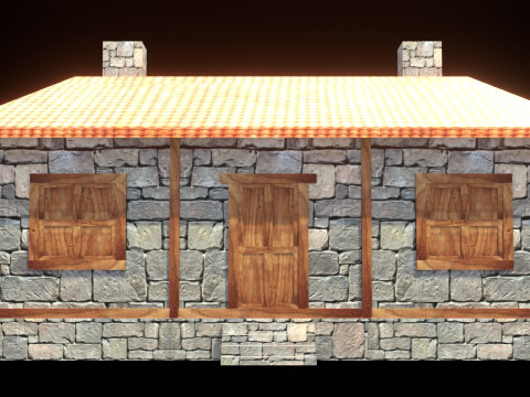 Medieval house low poly village town city residential game ready 35 3D Model