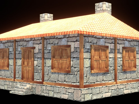 Medieval house low poly village town city residential game ready 35 3D Model