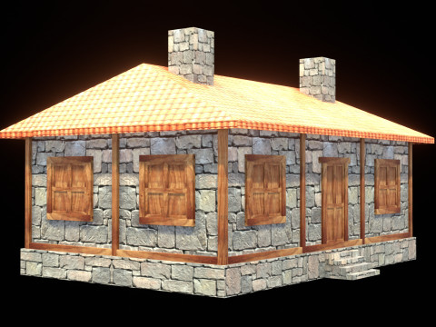 Medieval house low poly village town city residential game ready 35 3D Model
