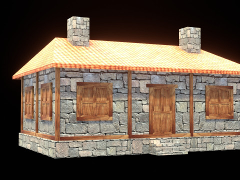 Medieval house low poly village town city residential game ready 35 3D Model