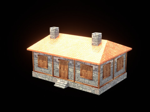 Medieval house low poly village town city residential game ready 35 3D Model