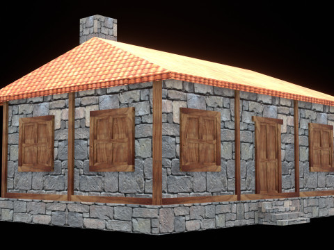 Medieval house low poly village town city residential game ready 36 3D 모델