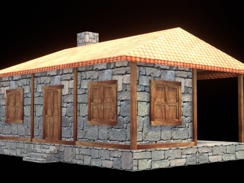 Medieval house low poly village town city residential game ready 36 3D 모델