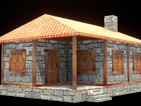 Medieval house low poly village town city residential game ready 36 3D 모델