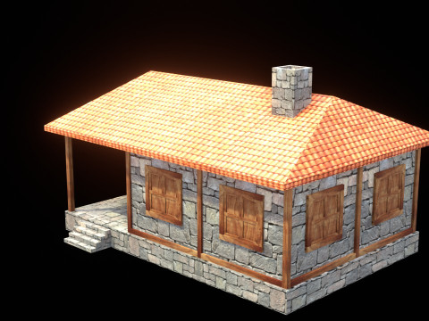 Medieval house low poly village town city residential game ready 36 3D 모델