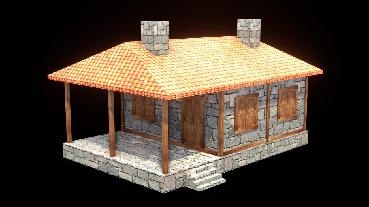 Medieval house low poly village town city residential game ready 37 3D Model .c4d .max .obj .3ds .fbx .stl .blend 
