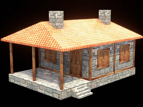 Medieval house low poly village town city residential game ready 37 3D Model
