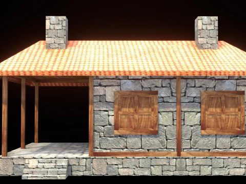 Medieval house low poly village town city residential game ready 37 3D Model
