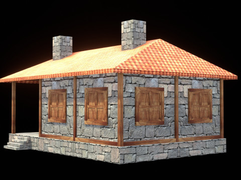 Medieval house low poly village town city residential game ready 37 3D 모델