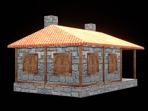 Medieval house low poly village town city residential game ready 37 3D 모델