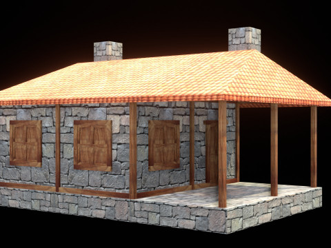 Medieval house low poly village town city residential game ready 37 3D 모델