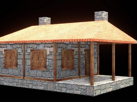 Medieval house low poly village town city residential game ready 37 3D Model