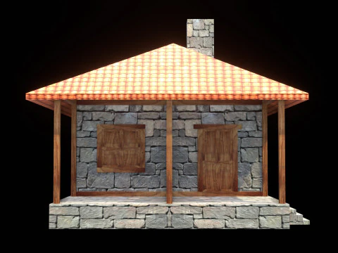 Medieval house low poly village town city residential game ready 37 3D Model