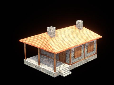 Medieval house low poly village town city residential game ready 37 3D 모델