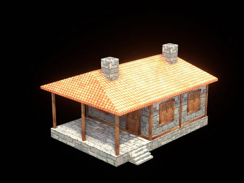 Medieval house low poly village town city residential game ready 37 3D Model