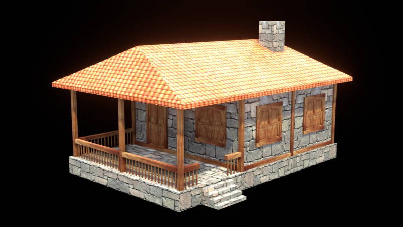Medieval house low poly village town city residential game ready 38 Modello 3D .c4d .max .obj .3ds .fbx .stl .blend