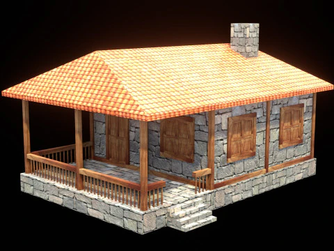 Medieval house low poly village town city residential game ready 38 3D Model