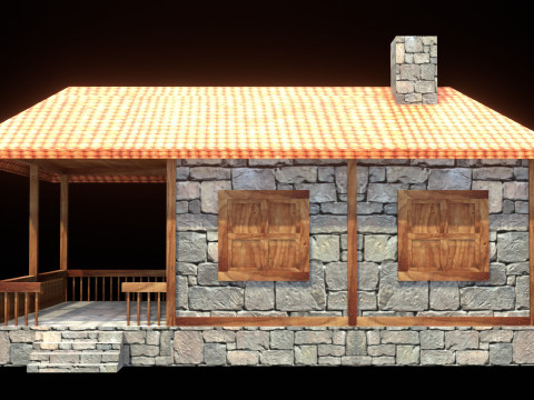Medieval house low poly village town city residential game ready 38 Modello 3D