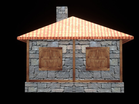 Medieval house low poly village town city residential game ready 38 Modello 3D
