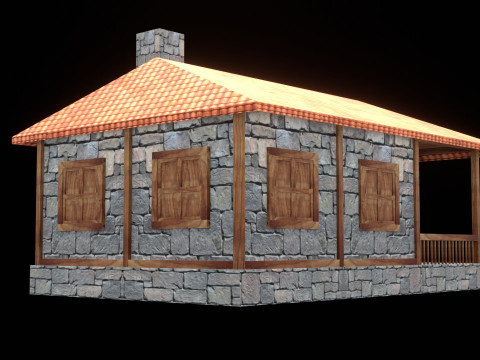 Medieval house low poly village town city residential game ready 38 Modello 3D