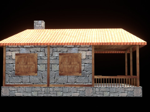 Medieval house low poly village town city residential game ready 38 Modello 3D