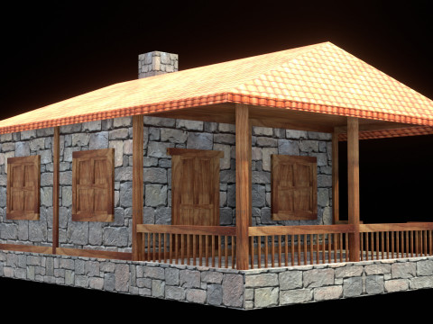 Medieval house low poly village town city residential game ready 38 Modello 3D