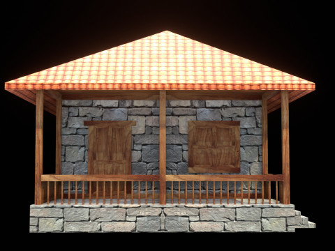 Medieval house low poly village town city residential game ready 38 Modello 3D