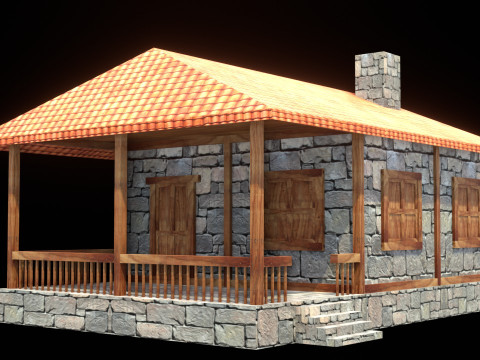 Medieval house low poly village town city residential game ready 38 Modello 3D