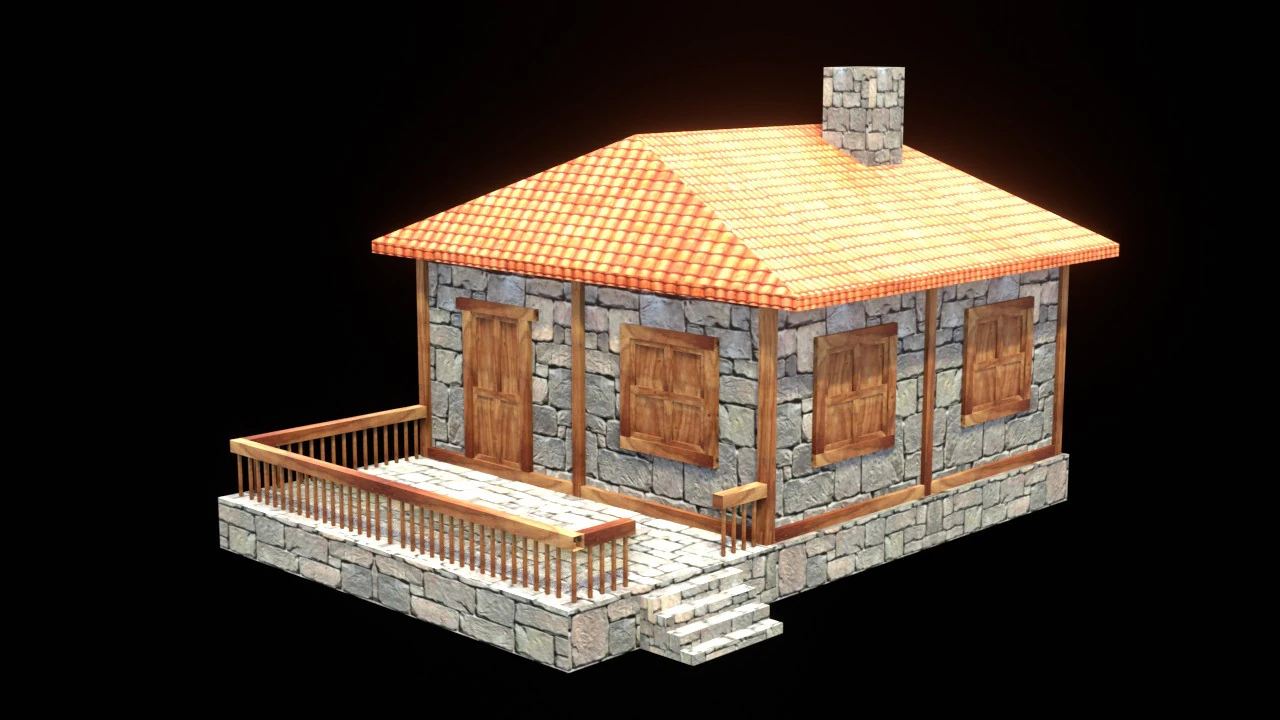Medieval house low poly village town city residential game ready 39 3D Model .c4d .max .obj .3ds .fbx .stl .blend 
