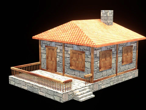Medieval house low poly village town city residential game ready 39 3D Model