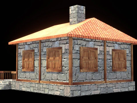 Medieval house low poly village town city residential game ready 39 3D Model