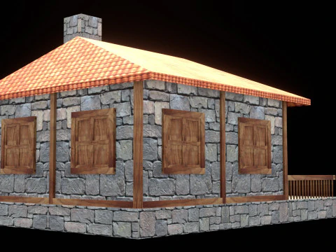 Medieval house low poly village town city residential game ready 39 3D Model