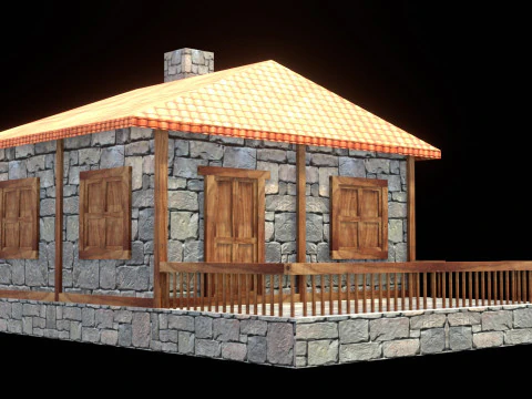 Medieval house low poly village town city residential game ready 39 3D Model