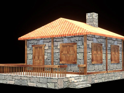 Medieval house low poly village town city residential game ready 39 3D Model