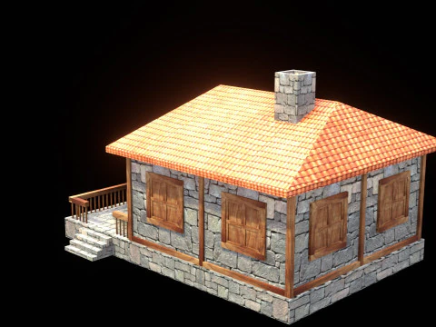 Medieval house low poly village town city residential game ready 39 3D Model