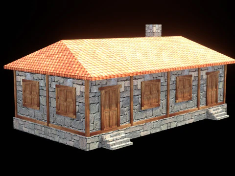 Medieval house low poly village town city residential game ready 40 3D Model