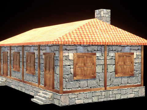 Medieval house low poly village town city residential game ready 40 Modelo 3D