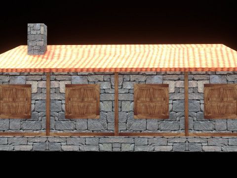Medieval house low poly village town city residential game ready 40 Modelo 3D