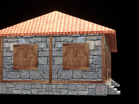 Medieval house low poly village town city residential game ready 40 Modelo 3D