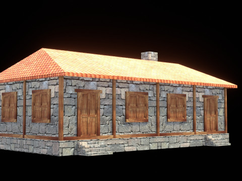 Medieval house low poly village town city residential game ready 40 Modelo 3D