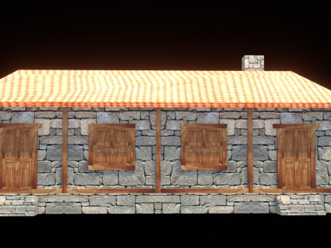 Medieval house low poly village town city residential game ready 40 Modelo 3D