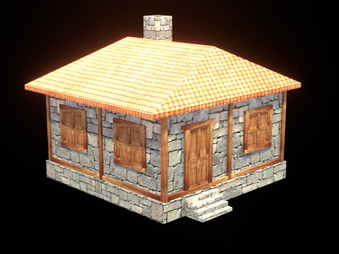 Medieval house low poly village town city residential game ready 41 3D Model