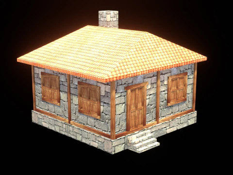 Medieval house low poly village town city residential game ready 41 3D Model