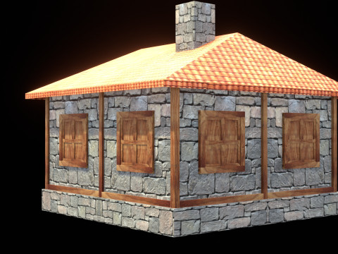 Medieval house low poly village town city residential game ready 41 3D Model