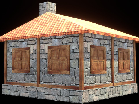 Medieval house low poly village town city residential game ready 41 3D Model