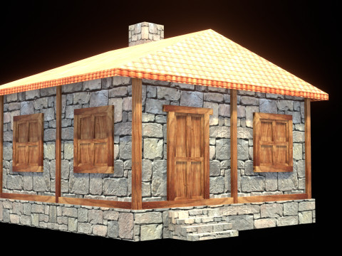 Medieval house low poly village town city residential game ready 41 3D Model