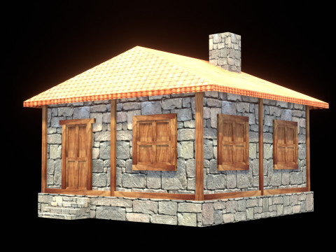 Medieval house low poly village town city residential game ready 41 3D Model