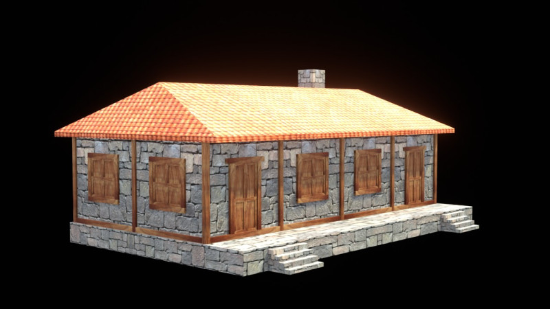 Medieval house low poly village town city residential game ready 42 3D Model .c4d .max .obj .3ds .fbx .stl .blend